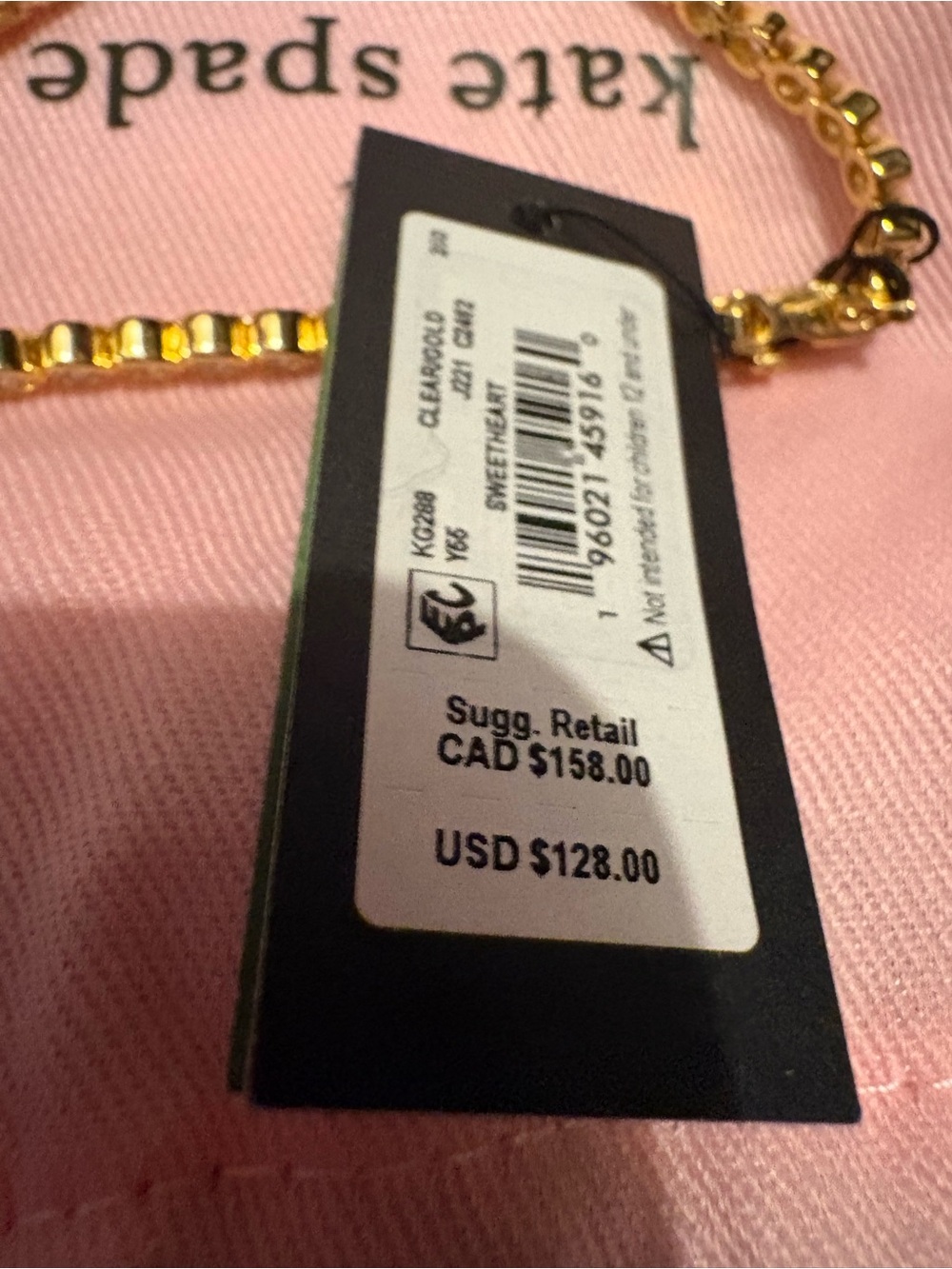 Rare Kate Spade Gold Heart Crystal Tennis Bracelet - Picture 2 of 2